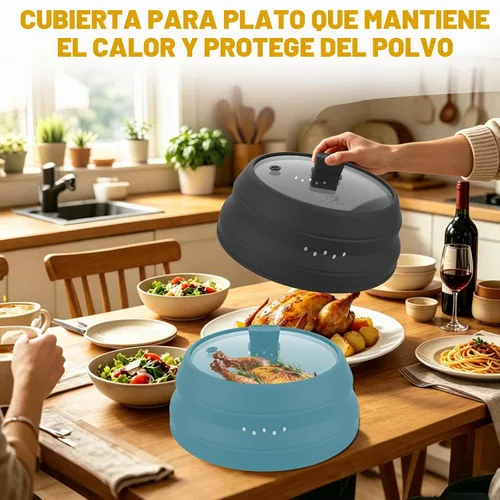 Vista 7 de Cubierta alta para salpicaduras de microondas, tapa protectora de vidrio de 5.8 pulgadas de altura con silicona plegable para plato de olla de Negro
