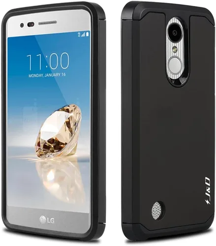 Vista 5 de J&D Funda protectora resistente de doble capa híbrida a prueba de golpes para LG Aristo/Phoenix 3/K8 2017/Fortune, funda protectora resistente