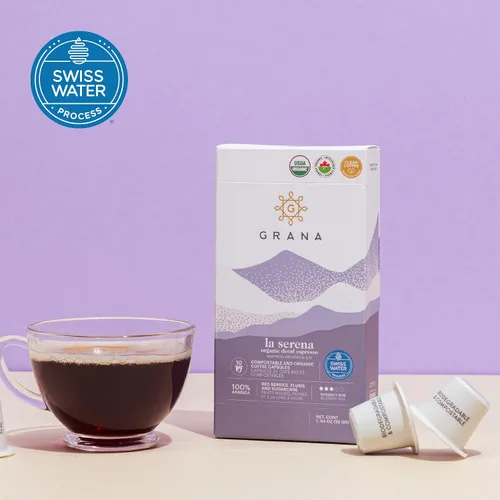 Vista 7 de G GRANA Cápsulas de café descafeinado, compatibles con Nespresso OriginalLine, 40 unidades, tostado oscuro, descafeinado, USDA orgánico 100% arábica