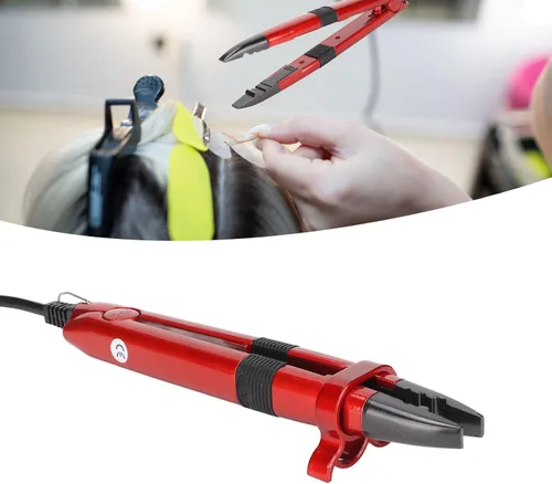 Vista 4 de Hierro de extensión de cabello, conector ergonómico de regulación de temperatura, conector de extensión de cabello, herramienta de hierro, varita