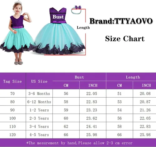Vista 6 de TTYAOVO Vestido de fiesta de princesa de flores para niñas de 1 a 5 años