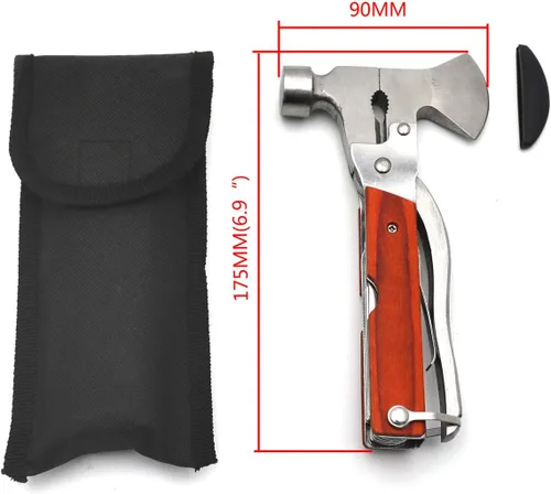 Vista 5 de Herramienta multiherramienta para acampar, equipo de supervivencia 16 en 1, de acero inoxidable, compatible con senderismo, pesca, kit de emergencia