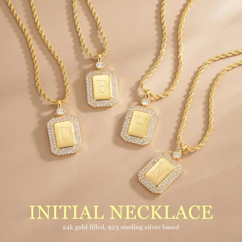 Vista 4 de Collar con inicial de oro para el día de San Valentín para mujer, collar con letra para ella, regalo de cumpleaños para amigos, collar con dije
