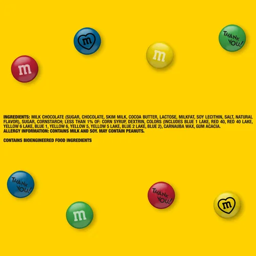 Vista 3 de M&M'S - Caramelo de chocolate con leche prediseñado, 2 libras, con gráficos temáticos de agradecimiento impresos, dulces a granel para regalos