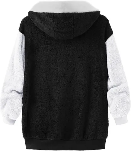 Vista 8 de Chaqueta mullida con cremallera para mujer sudadera de manga larga abrigo de peluche con bolsillos Beige