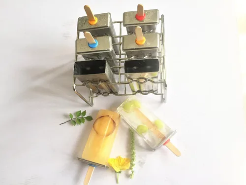 Vista 3 de Moldes y estante de paletas de acero inoxidable - Máquina de paletas de hielo sin BPA con palos de madera