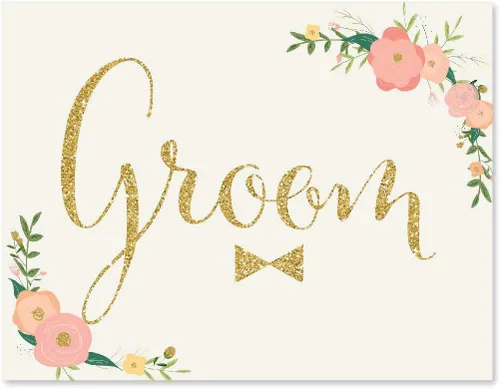 Vista 104 de Andaz Press Letreros de fiesta de boda, purpurina dorada sintética con flores florales de coral melocotón, 8.5 x 11 pulgadas, resalta tu versículo