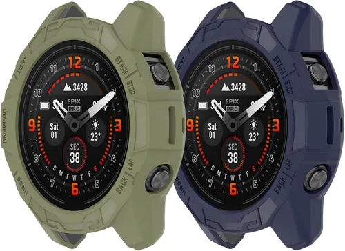 Vista 9 de Fundas protectoras para Garmin Fenix 7X Pro/Epix Pro 51MM - Funda de TPU suave parachoques resistente a prueba de golpes Carcasa protectora - Negro