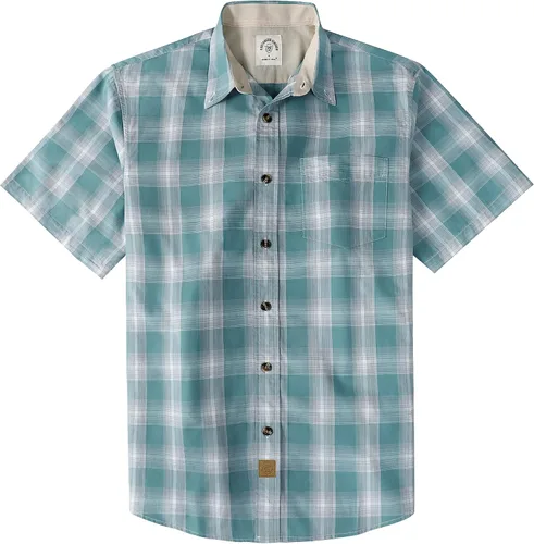 Vista 11 de Dubinik® Camisas de manga corta con botones para hombre, 100% algodón, a cuadros, camisas casuales con bolsillo
