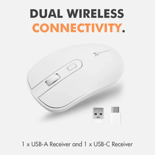 Vista 8 de X9 Performance Ratón USB C inalámbrico con USB y receptor tipo C – Gran mouse inalámbrico para múltiples dispositivos – 2.4G RF blanco USB tipo C