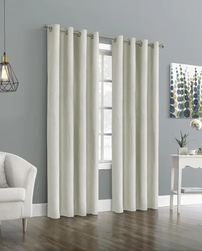 Vista 8 de Loft Living Panel de cortina jacquard opaca con ojales, color esmeralda, 52 x 95 pulgadas, lino
