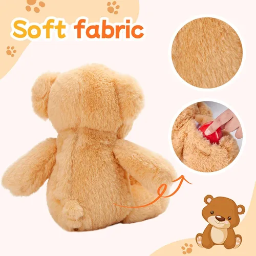 Vista 5 de Oso de peluche de 12 pulgadas con latido grabado, juguete de voz grabador de peluche, oso suave de peluche esponjoso, regalos de mensajes