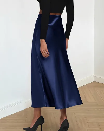 Vista 4 de BTFBM Faldas largas para mujer, trajes de otoño 2026 Azul marino
