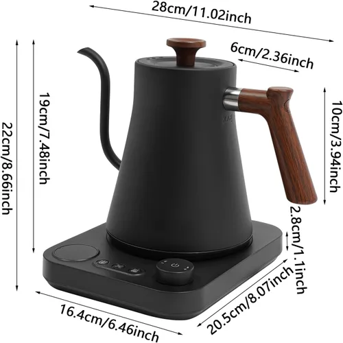 Vista 3 de Hervidor eléctrico de cuello de cisne con control de temperatura ajustable, calentamiento rápido de 1200 W, caldera de agua eléctrica con cable