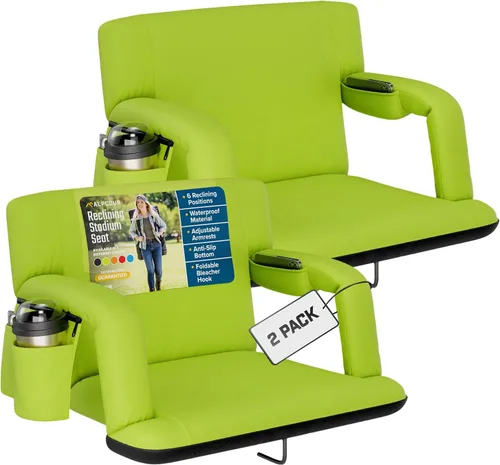 Vista 27 de Alpcour Asiento plegable para estadio – Silla de apoyo para adultos amplios reclinables de lujo para adultos para blanqueadores – Mejor extra grueso