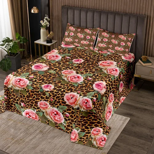 Vista 16 de Juego de colcha con lazo para niños, tamaño individual, diseño de cebra y leopardo con purpurina, decoración de habitación para niñas y mujeres