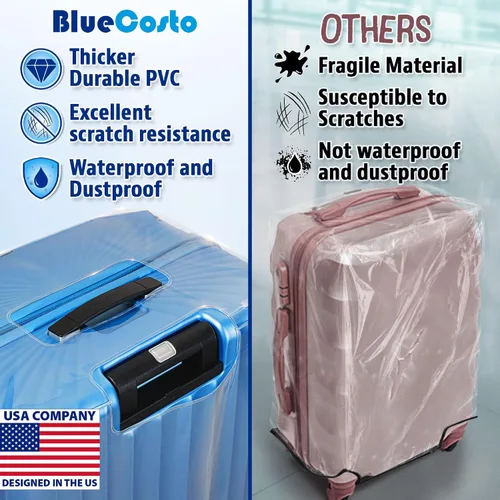 Vista 3 de Funda de equipaje para maleta, protector de equipaje de PVC transparente, accesorio de viaje premium para protección de equipaje, funda universal