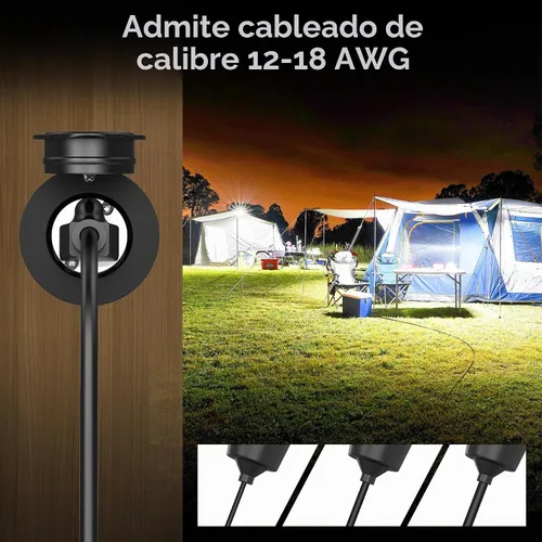 Vista 9 de Toma de corriente con brida NEMA 5-15R - 110 V/120 V, 15 amperios, receptáculo de enchufe hembra redondo individual, resistente a la intemperie