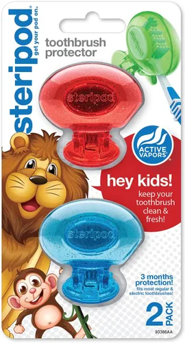 Vista 13 de Steripod Protector de cepillo de dientes con clip, verde/plateado, 2
