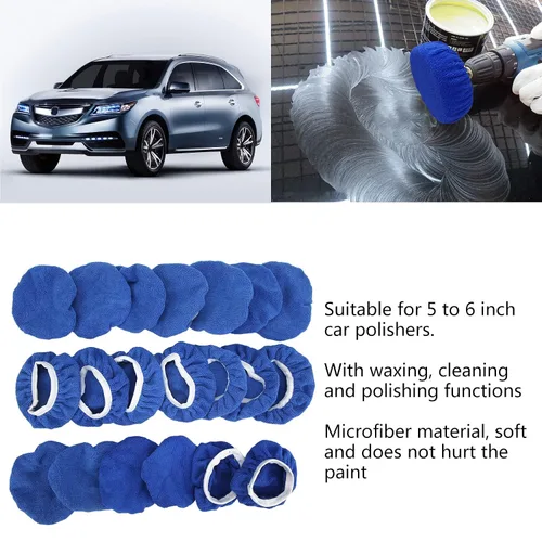 Vista 5 de Almohadilla de pulido para automóvil, 20 piezas de microfibra de forro polar para pulir con cera para pulidores automáticos de 5 a 6 pulgadas