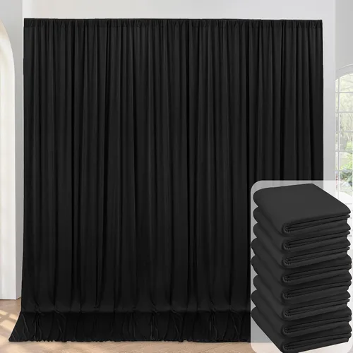 Vista 105 de Cortinas de fondo negras negras sin arrugas para fiestas, cortinas de tela gruesa para telón de fondo de fotos para cumpleaños, bodas, baby shower
