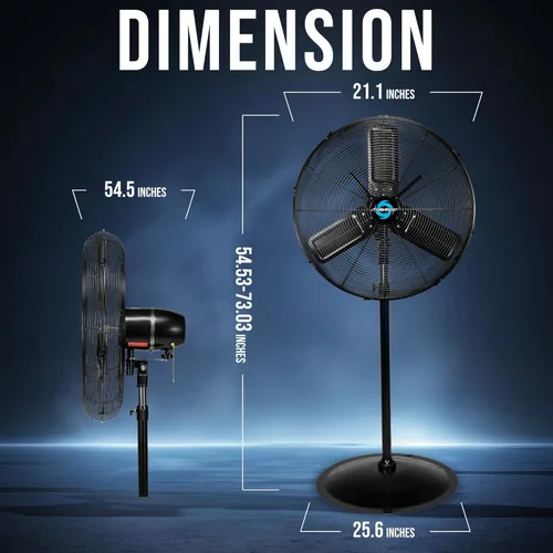 Vista 5 de Tornado Ventilador de pedestal oscilante al aire libre de alta velocidad IPX4, uso industrial de 2 velocidades 7600 CFM 1/4 HP cable de 10 pies
