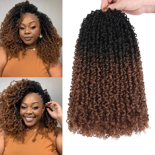 Vista 24 de COOKOO 6 pulgadas 8 paquetes Cabello de Ganchillo Pre-enrollado Yanky Twist para Mujeres Negro Natural Mini Passion Twists Pre-retorcido Cabello