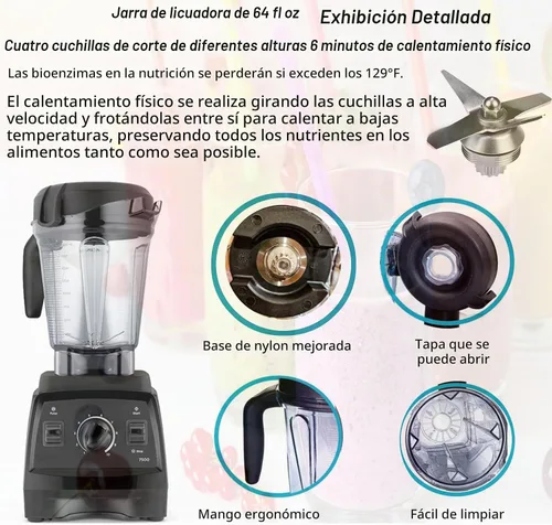 Vista 7 de Licuadora Jarra de 64 oz de bajo perfil, compatible con Vit 780 750 7500 5000 5200 Vm0102 Vm0103 Vm0197 E310 Professional/Comercial/Classic Series