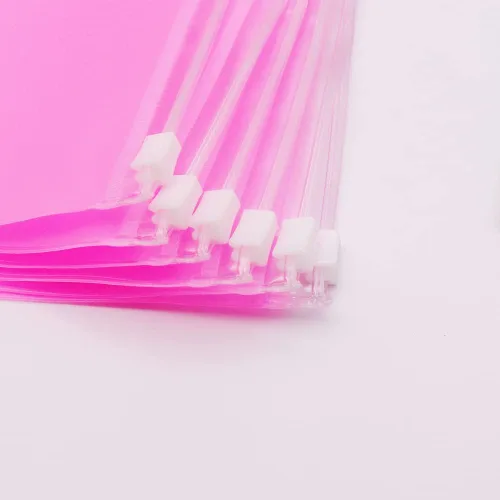 Vista 5 de Bolsillos para carpeta A5, color rosa, 12 unidades, con cremallera, bolsas de hojas sueltas, 6 agujeros, organizador de cremallera de PVC, carpeta