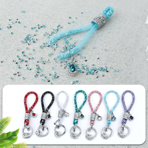 Vista 6 de Llavero de cristal para mujer, llaveros de cristal para llaves de coche, llaveros brillantes para mujer, llavero de diamantes de imitación