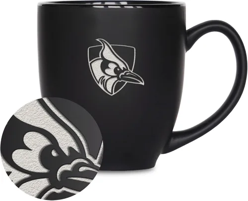 Vista 100 de Rico Industries - Taza de cerámica mate negra con grabado láser estándar de 15oz para NCAA (escuelas T & U) - Para bebidas calientes o frías