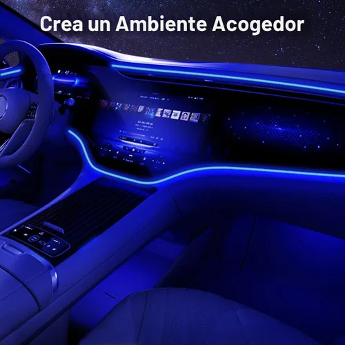 Vista 3 de Tira de luces LED de alambre EL para interior del automóvil, tira de cable USB de neón brillante estroboscópico de 16.5 pies con borde de costura