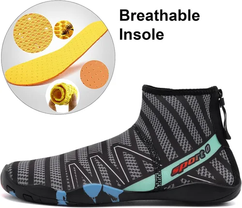 Vista 5 de Padgene Zapatos de agua de piel descalza, calcetines para hombres y mujeres, zapatos deportivos acuáticos unisex para natación, yoga, playa, correr