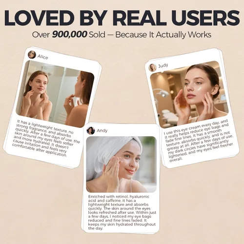 Vista 7 de Crema de retinol para debajo de los ojos – Crema de ojos antienvejecimiento para hinchazón y bolsas debajo de los ojos y arrugas, reafirmante e