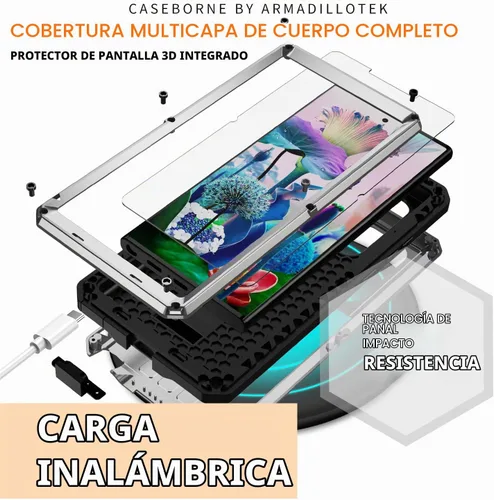 Vista 3 de Funda de metal compatible con Samsung Galaxy S23, funda de metal resistente de grado militar, funda protectora de cuerpo completo con soporte