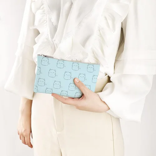 Vista 4 de Manmihealth Bonita bolsa de maquillaje de silicona para gatos, bolsas de cosméticos para mujeres, soporte para brochas de maquillaje de viaje, bolsa