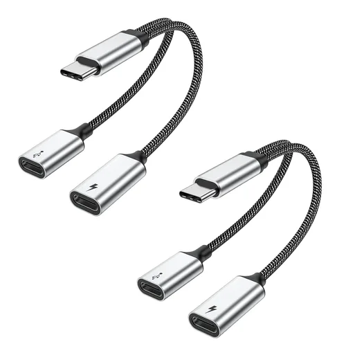 Vista 9 de MOGOOD Cable divisor USB C de 60 W, 2 en 1 USB-C macho a doble USB-C hembra, carga mientras usas auriculares, SSD, DAC o controlador, para Steam