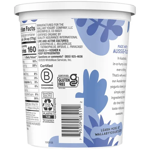 Vista 12 de Wallaby Organic Yogur de leche entera griega australiana, liso, 32 onzas, orgánico USDA
