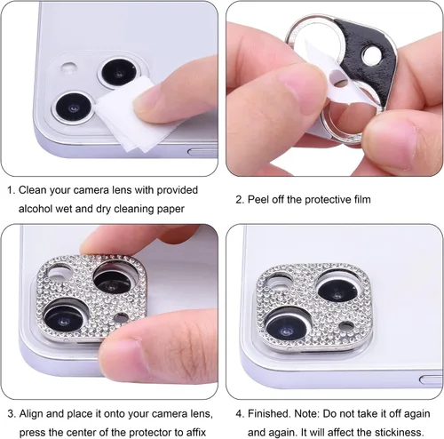 Vista 6 de Wisdompro [Paquete de 2] Protector de lente de cámara brillante para iPhone 13 de 6.1 pulgadas, para iPhone 13 Mini de 5.4 pulgadas, accesorios