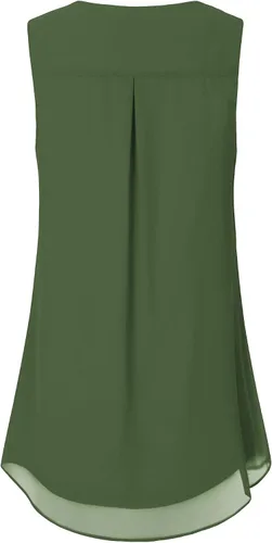 Vista 3 de Timeson - Camiseta de gasa sin mangas, blusa tipo túnica informal de doble capa para mujer