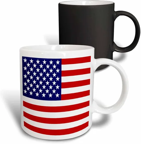 Vista 10 de 3dRose Bandera americana - Patriotic USA estrellas y rayas rojo blanco y azul - 4 de julio America Patriot 11oz taza negra bicolor