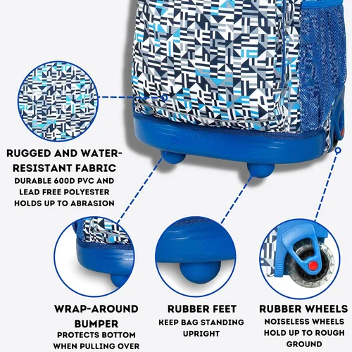 Vista 4 de J World New York Sunny - Mochila con ruedas para niños y adultos, azul (Geo Blue), talla única