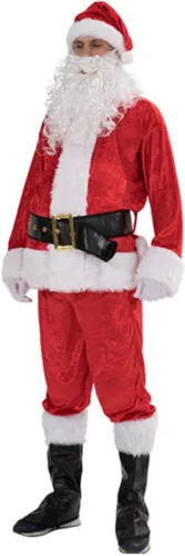 Vista 3 de Disfraz de Papá Noel de Navidad para hombre, disfraz de fiesta de cosplay, disfraz de Navidad para padre
