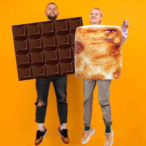 Vista 3 de 2 piezas de disfraces de pareja de Halloween para adultos, túnica