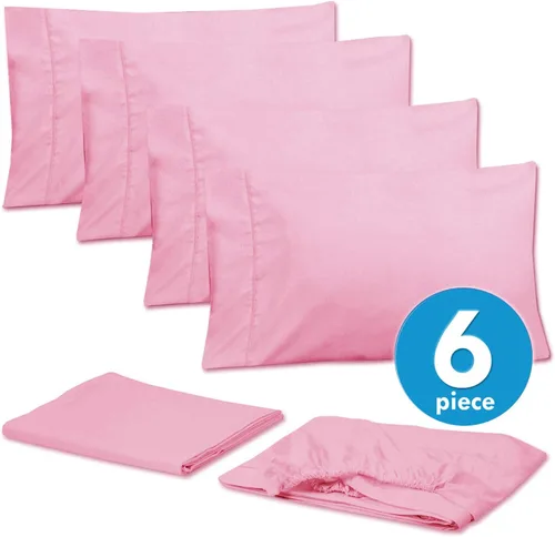 Vista 11 de Juego de sábanas de cama Sweet Home Collection 4 piezas, calidad 1500 hilos de algodón egipcio, sacos profundos, Microfibra, Rosado, gemelo