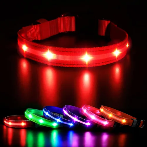 Vista 7 de MASBRILL Collar de perro con luz LED - Recargable, resistente al agua, intermitente, collar brillante para caminar por la noche