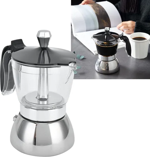 Vista 7 de VBESTLIFE Cafetera, olla portátil de acero inoxidable, con mango de aislamiento térmico, para el hogar, hacer capuchino, leche, macchiato y moca