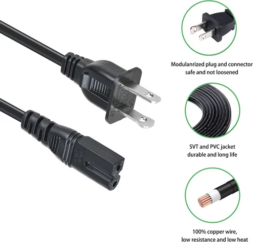 Vista 5 de Cable de alimentación de CA de 5 pies compatible con Sony CFD-S07 CFD-S07CP Boombox AM/FM CD Radio Cassette Player
