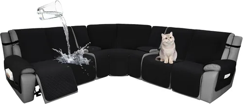 Vista 79 de Fundas de terciopelo 10% impermeables para sofá modular reclinable en forma de L, 1 pieza, fundas acolchadas para sofá reclinable esquinero, juego