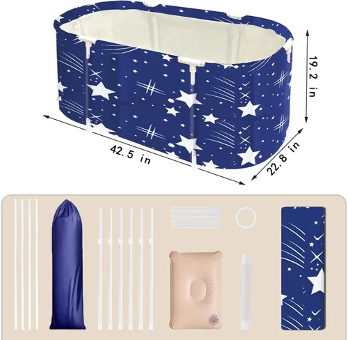 Vista 4 de BDL Bañera Plegable Portátil para Remojo, Bañera de SPA Familiar Separada para Adultos, Bañera Independiente para Cabina de Ducha, Engrosamiento